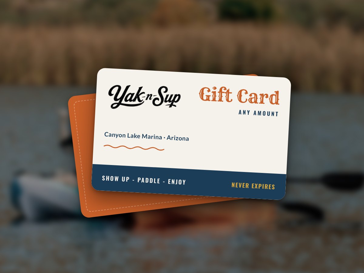Yak N Sup gift card for Canyon Lake Marina, Arizona